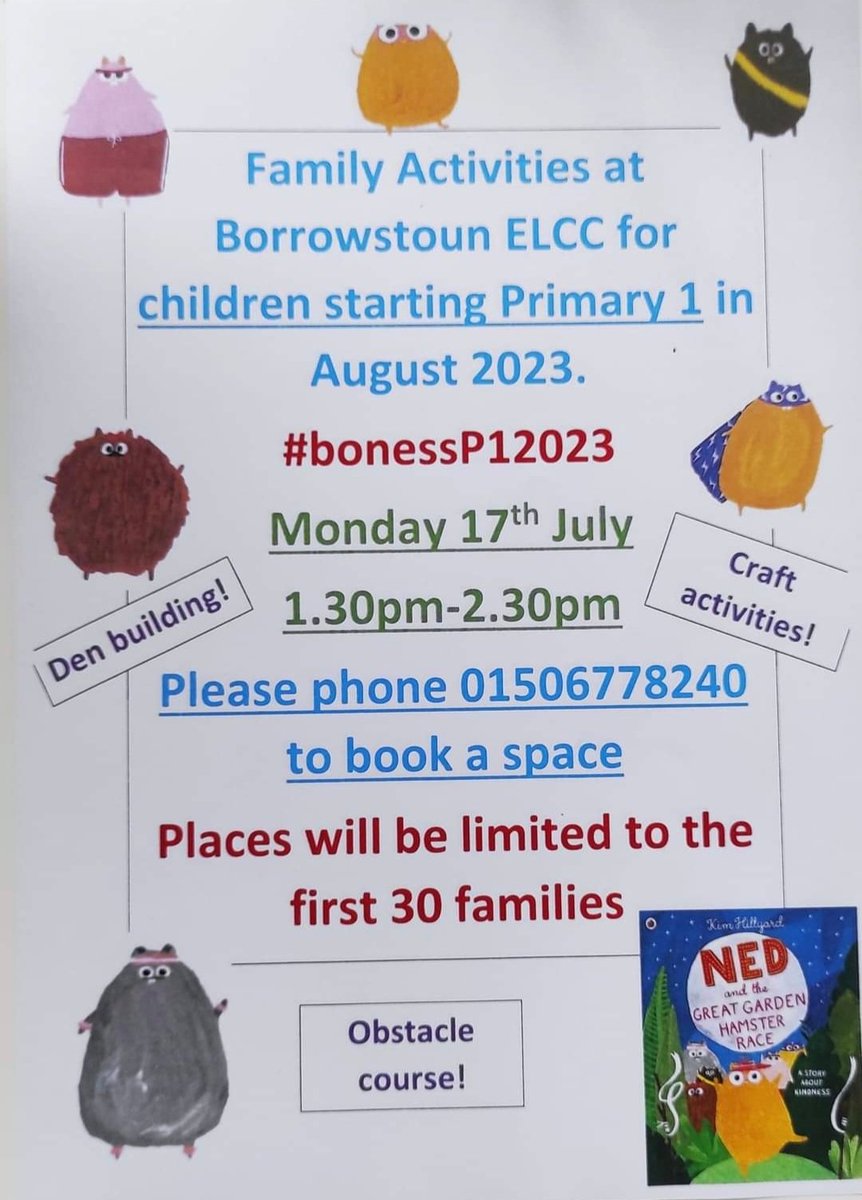 Staceymh88's tweet photo. Free event for all new P1 children at all Bo'ness primary schools 😊 please share with any new P1 parents in Bo'ness you might know! https://t.co/7PDKpGdqYs