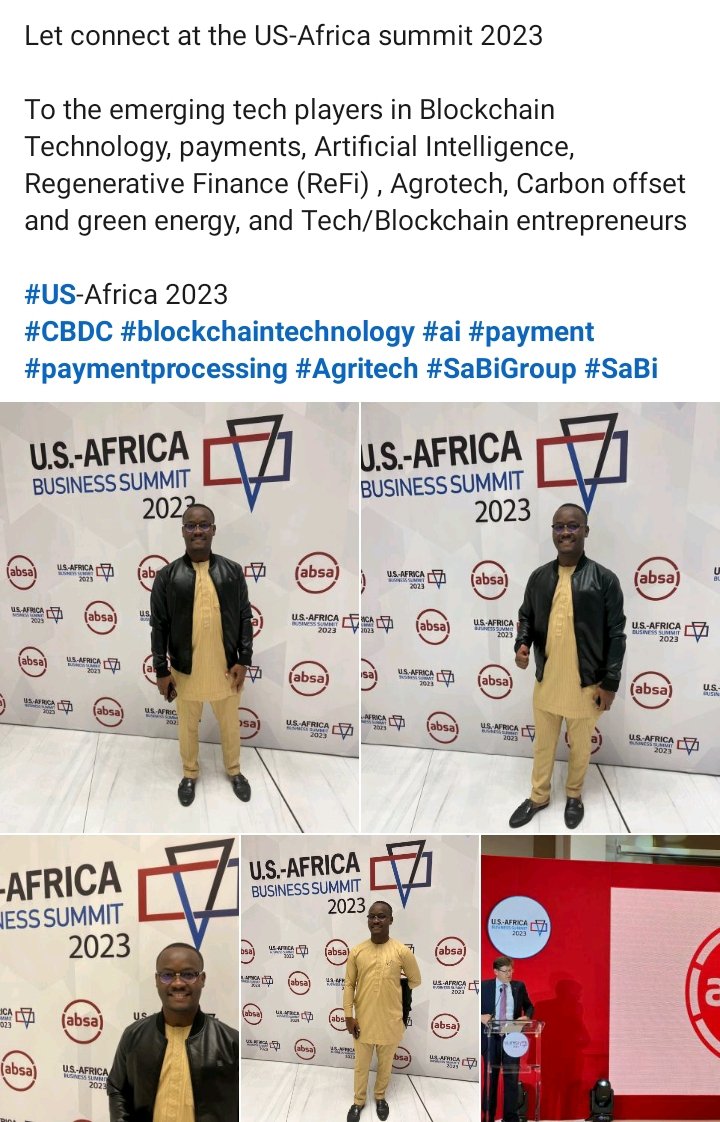 SabiGroups's tweet photo. #SaBiGroup #SaBi #usafricasummit2023 #cddc #blockchaintechnology #ai #payments #paymentprocessing #agritech https://t.co/qomzYTuQ7B