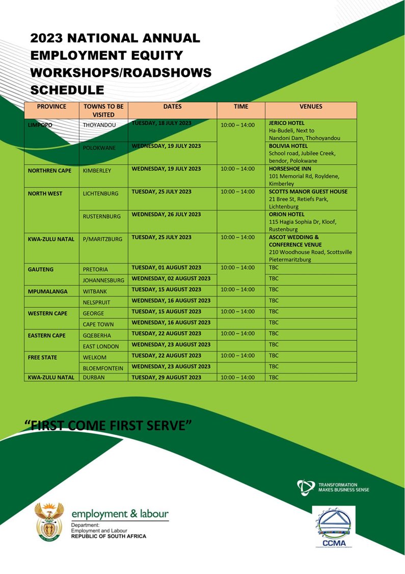 CCMA Official on Twitter "The CCMA together with the deptoflabour will be conducting the 2023