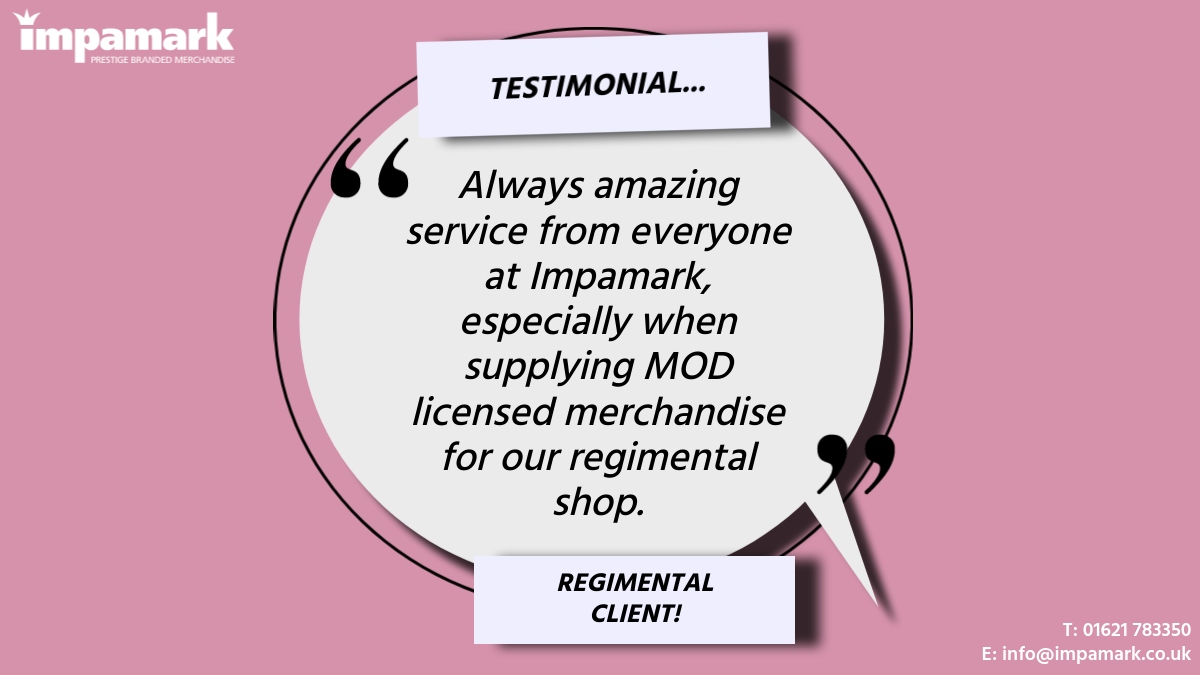 Impamark's tweet image. A little mid-week boost for the team this morning - another fantastic customer #testimonial!

This one was kindly left as a #googlereview from one of our #regimental clients 🙂

#happywednesday #happycustomer #wednesdaymotivation #testimonial