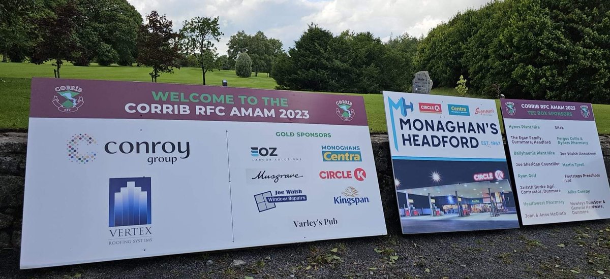 rfc_corrib's tweet photo. Corrib RFC would again like to give a massive thanks to all our golf AmAm sponsors. With returning and new sponsors this year we are blown away with the support and we can't thank you all enough for making it possible. A fantastic day was had! https://t.co/RdceQqIZLy