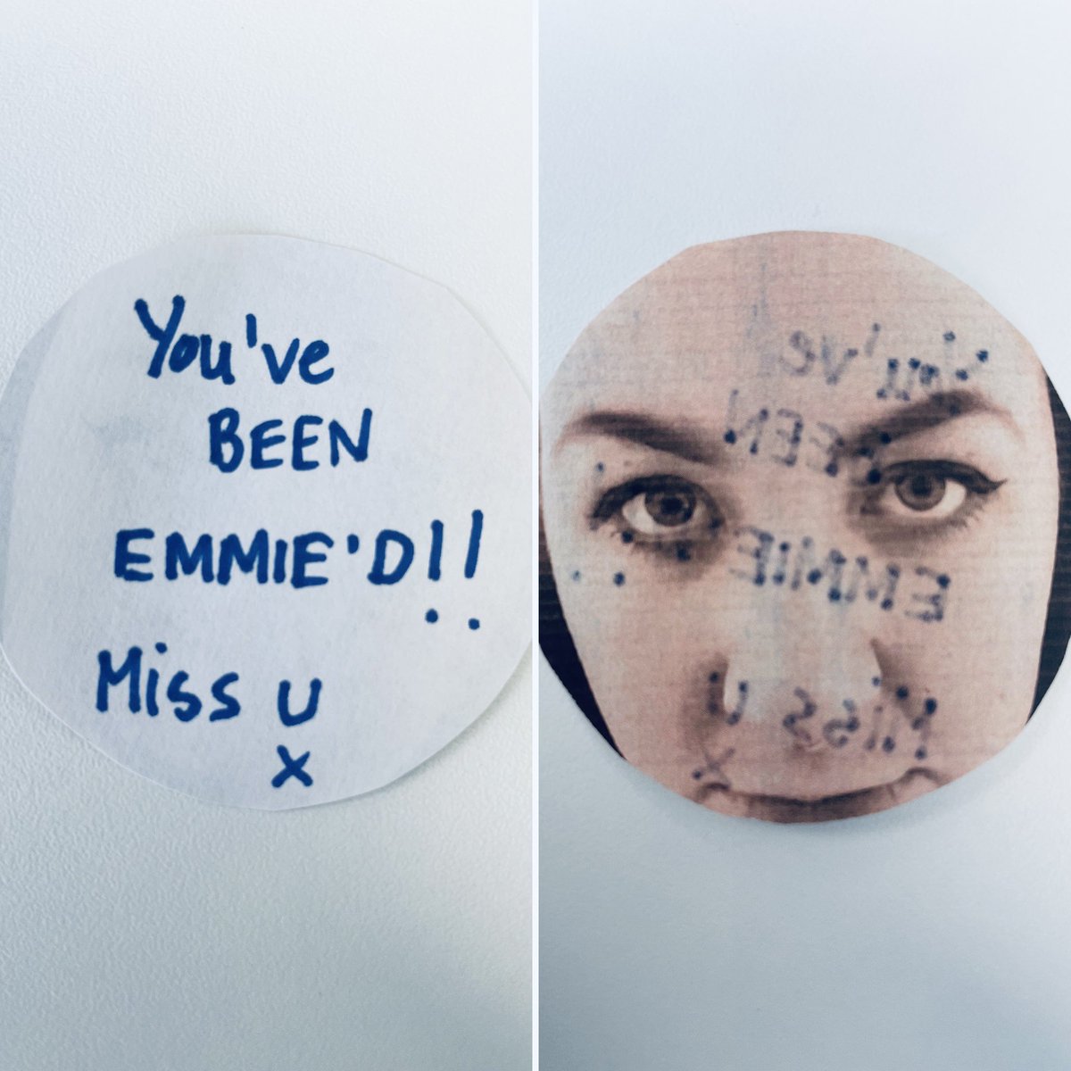 When you move the hand sanitiser on your desk to discover you’ve been “Emmie’d” 😂😂😂 Love it @EmmieMCLD - now the hunt is on to find more around the <a href="/YoungScot/">Young Scot</a> office! We miss you too but know you are absolutely smashing it in your fab new job ❤️