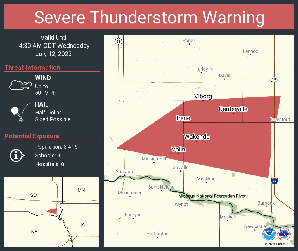 NWS Sioux Falls on Twitter "Severe Thunderstorm Warning including