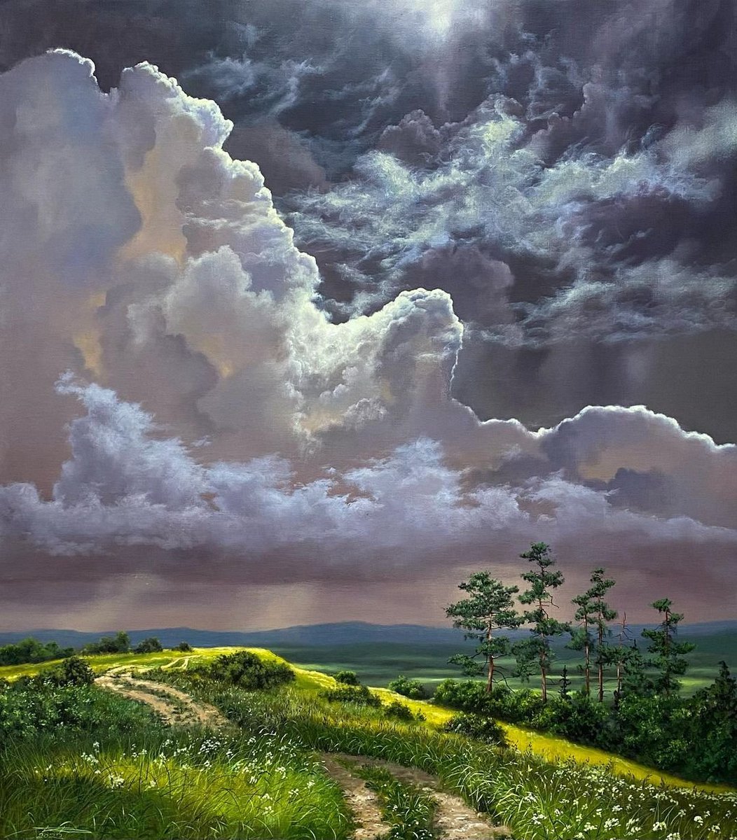 IGOR DUBOVOY "On the Hill", oil on canvas.
