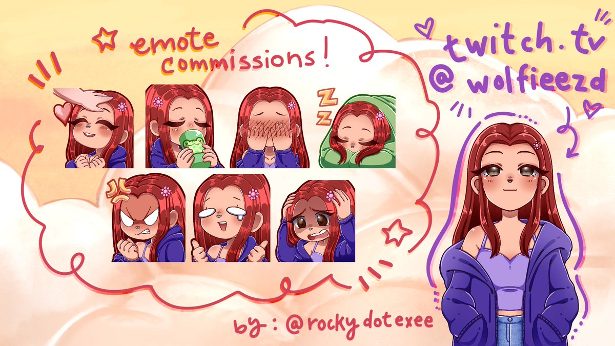 rockydotexee's tweet photo. emotes done for @/wolfieezd 😗🫰🏼
big big ty for @Takiimikiku for the emote spreadsheet bc LORD did it save my brain 😤❤️‍🔥

#twitchemotes #commissions #emotes https://t.co/Ui4XIuE8RH
