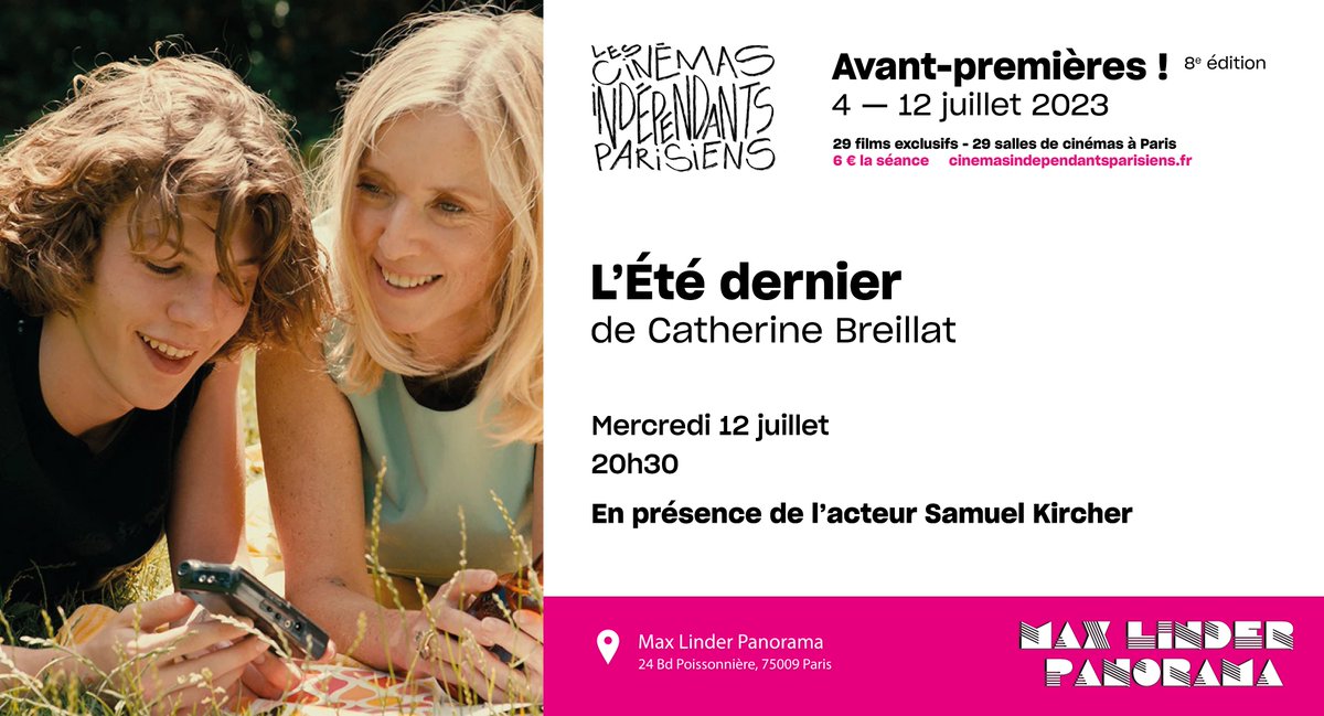 #LETEDERNIER de Catherine Breillat en avant-première, c'est ce soir au Max Linder ! Présenté par le comédien #SamuelKircher et les équipes des @cip_paris et @Pyramide_Films ! Il reste des places!