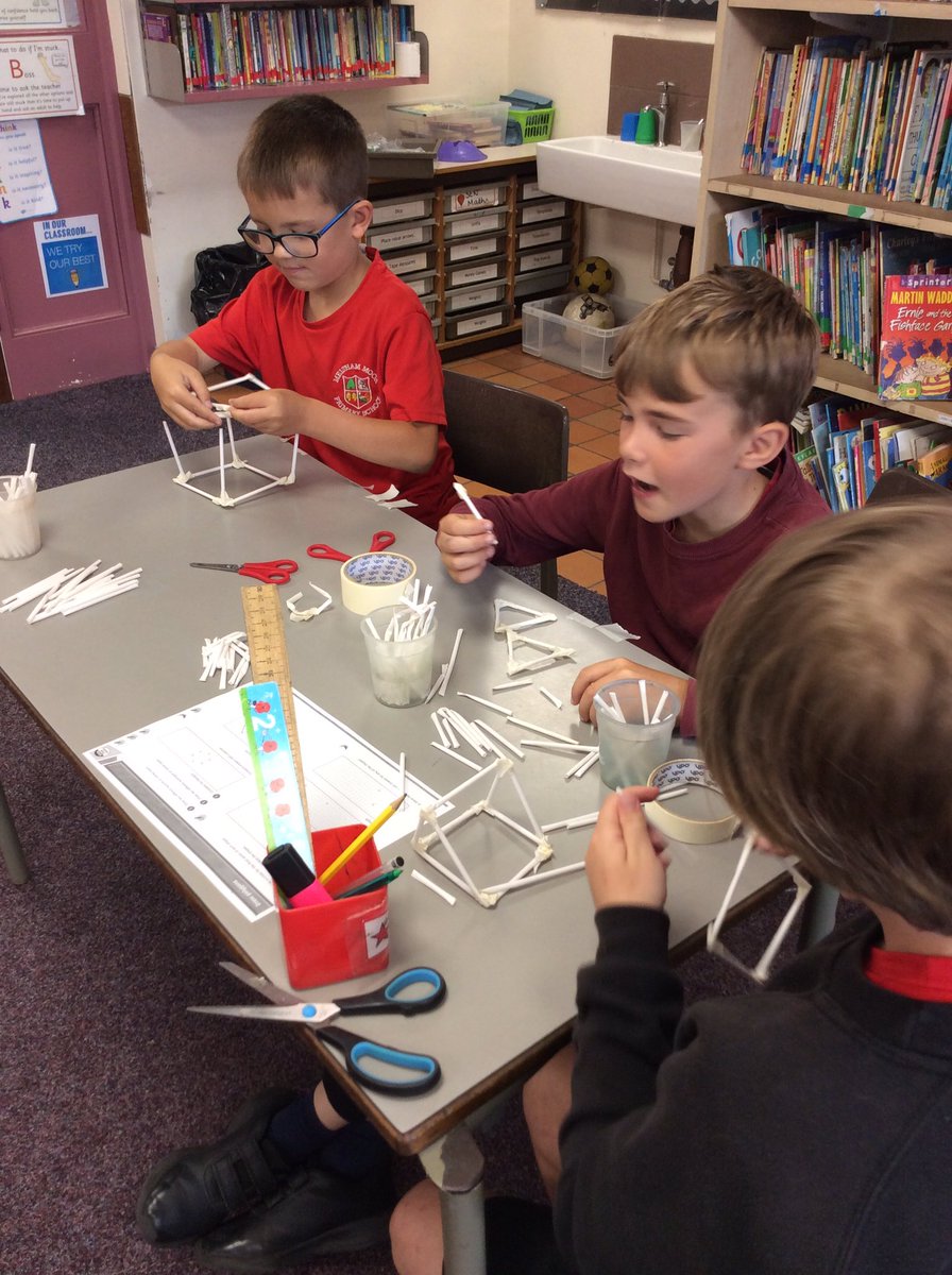 MelthamMoor's tweet photo. Today, we have been looking at the features of 3 d shapes. We have put our knowledge of the number of vertices, edges and the shapes of faces to construct our own 3d shapes.
#MMY3 #MMmaths https://t.co/k6lN00ycZg