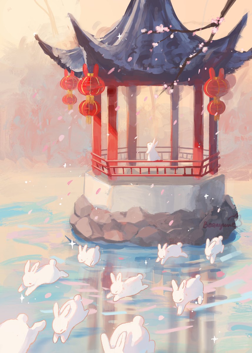 beanynne's tweet photo. Hi #PortfolioDay2023 !

I’m Nynne and I love painting dreamy sceneries (especially with bunnies) and playing around with colour https://t.co/6vL8uNg6mt