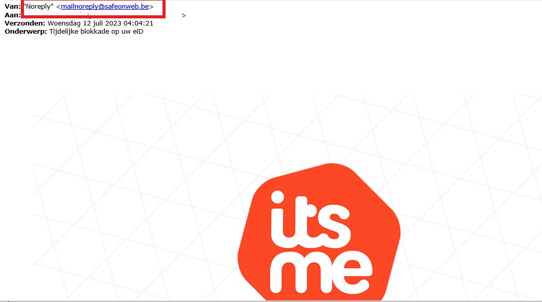 safeonweb_be's tweet image. #alert 🚨🚨 Er doet momenteel een bericht de ronde met in de hoofding 'Tijdelijke blokkade op uw eID'. Het bericht misbruikt het logo van itsme en de afzender lijkt Safeonweb, maar dat klopt niet.  Het e-mailadres is gespoofd.

🔴 ℹ️ safeonweb.be/nl/actueel/opg…