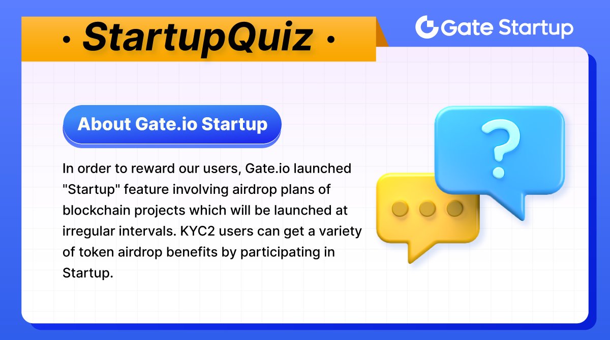 💎StartupQuiz: Who can get token airdrop benefits by participating in Startup？ 🏆1 correct entry drawn will win $10 token To Enter 1️⃣Follow & RT 2️⃣Tag 3 friends 3️⃣Drop your answer below ⏳24 HRS #StartupQuiz #Gateio #GateioStartup