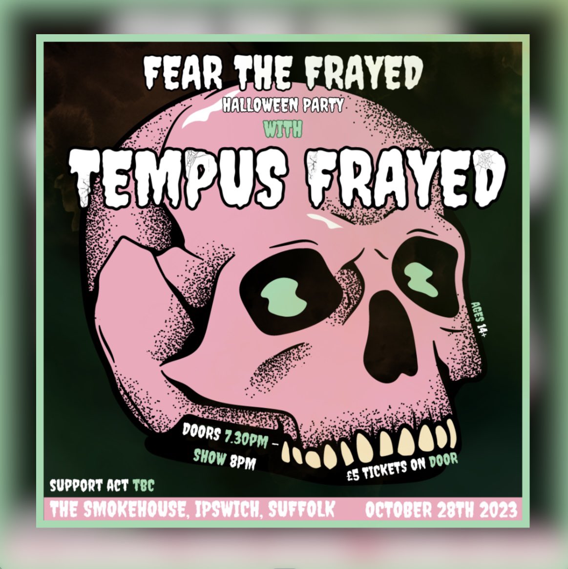 YOUR HALLOWEEN JUST GOT BUSY!🎃 If you want a rocking Halloween then this is the event for you! 💀👻 We look forward to seeing you all there for a night of Drinks, Rock n Roll, Spookiness and optional fancy dress😜 Fear The Frayed 🖤 £5 OTD Age 14+ Support act TBC
