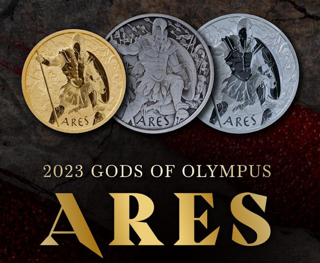 Silbertresor's tweet image. PerthMint: ⚡🏛️ Gods of Olympus ARES 2023 🏛️⚡ Gold &amp;amp; Silber - Jetzt bestellen!: 11605.seu.cleverreach.com/m/14517758/ 
#PerthMint #PerthMintAustralia #GodsOfOlympus #Ares #Silbertresor #Silber #Gold #Silbermünzen #Goldmünzen #Sammlermünzen #Münzensammler