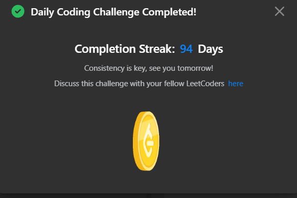 0NOSNA0's tweet photo. Daily Leetcode challenge Tweet:                                                                                
Day - 94  solved @LeetCode daily challenge  #100DaysOfCode #DSA #codinglife https://t.co/TFdgHe3ROT