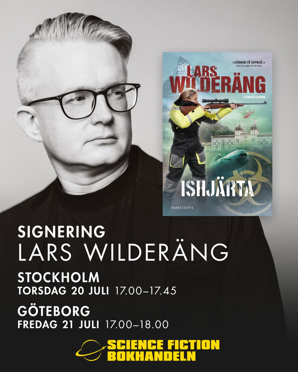 20 juli släpps "Ishjärta" – tredje boken i Lars Wilderängs (<a href="/Cornubot/">Lars Wilderäng</a>) actionfyllda serie med Hanna Hjerta i huvudrollen. Detta uppmärksammar vi med signering i Stockholms- och Göteborgsbutiken. 

📚Torsdag 20/7: Stockholm, 17.00-17.45
📚Fredag 21/7: Göteborg, 17.00-18.00