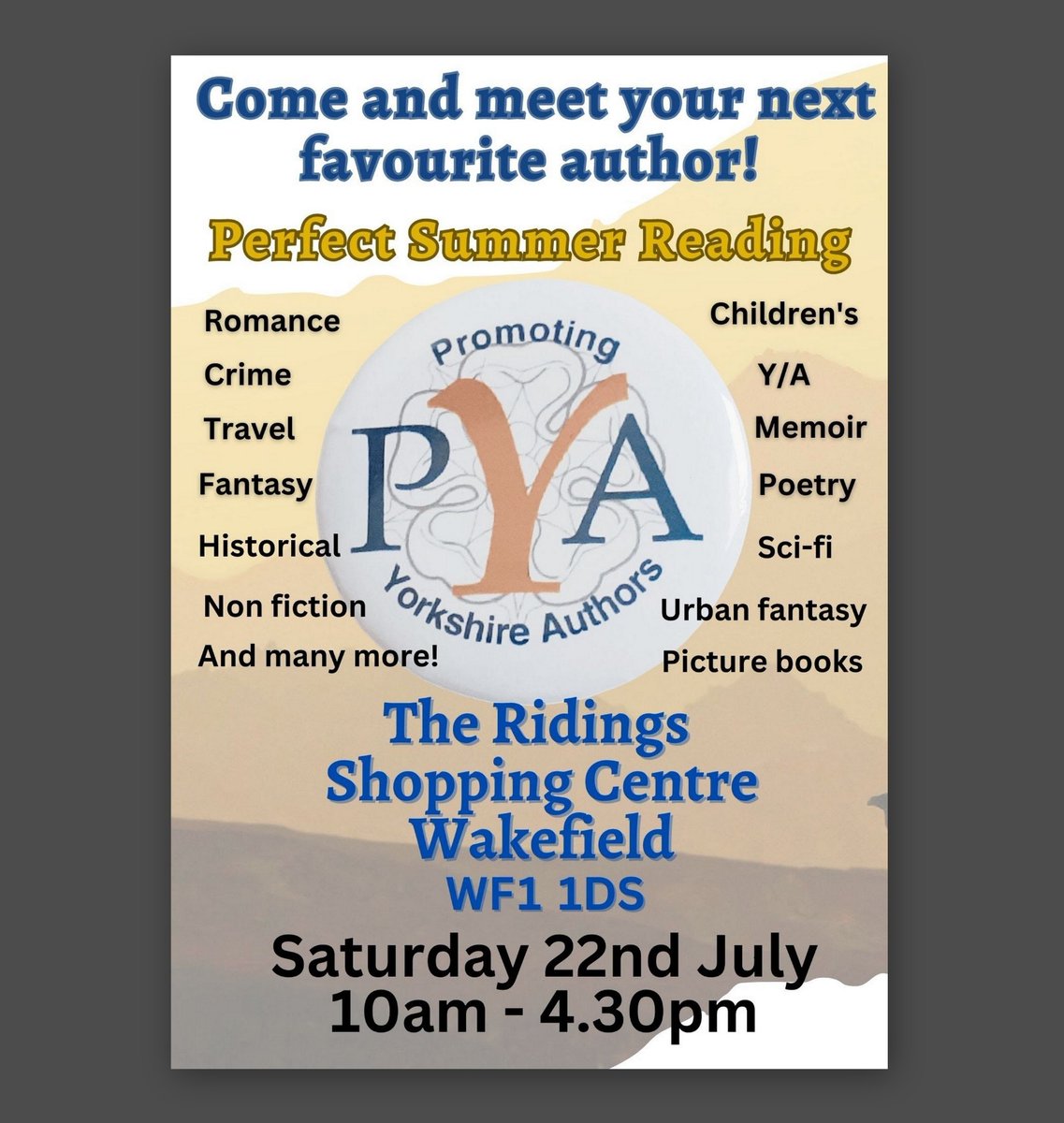 AngelaWrenAuthr's tweet photo. Join me and many other authors at the Ridings Centre, Wakefield WF1 1DS, on Saturday, July 22nd, from 10.00 am. Be great to see you there ... https://t.co/rw6VCKXsUV
📚📔 #PYA #BookFair #MissMoonshine #AutumnPaths #WinterPaths #JacquesForêtMysteries @darkstrokedark https://t.co/sFQOSnuBbi