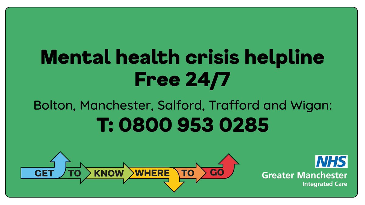 The mental health crisis helpline is there if you're concerned about yourself, a loved one, neighbour, friend or family member. It’s open 365 days per year and is free of charge. 👉 lght.ly/f625g3p <a href="/cahn_uk/">Caribbean & African Health Network</a> @boltonathome <a href="/boltoncarers/">Bolton Carers Support</a> <a href="/boltongpfed/">Bolton GP Federation</a> <a href="/MhIST1/">MhIST</a> <a href="/BoltonCollege/">Bolton College</a>