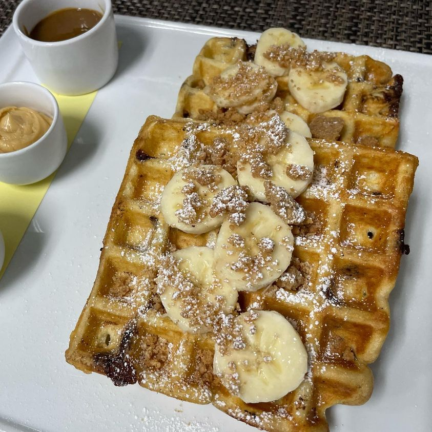 d_bar_denver's tweet photo. You are going to “Go ‘Naners” with these chocolate chip and banana waffles with dulce de leche butter and banana caramel! 🤤
#dbardenver #dbar #denverbrunch #denverfoodie #denverfoodscene #denverdessert #waffles https://t.co/Ct1TvG1c2n