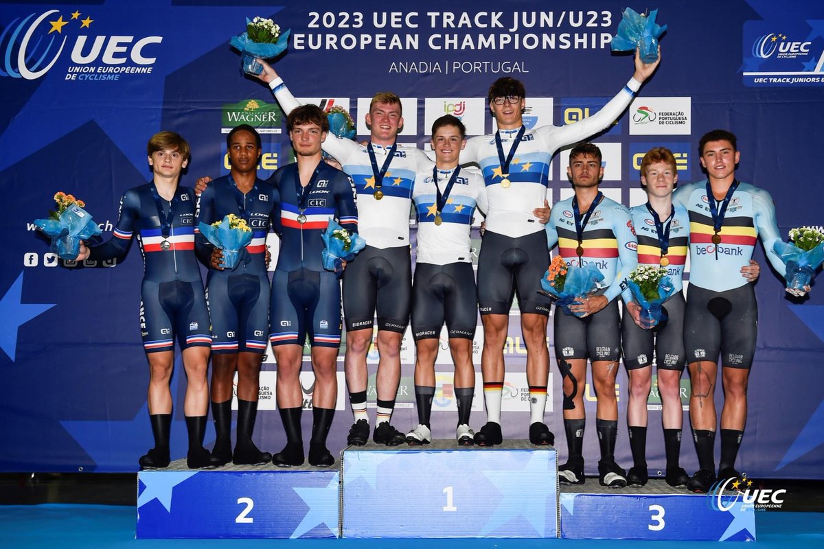 🥈Vice-champion d’Europe de la Vitesse/Équipe U19 pour les 2 membres du @PFCOM_FFC Matthias SYLVANISE et Étienne OLIVIERO, associés à Antoine CAPELLE. Félicitations ! #EuroTrack23