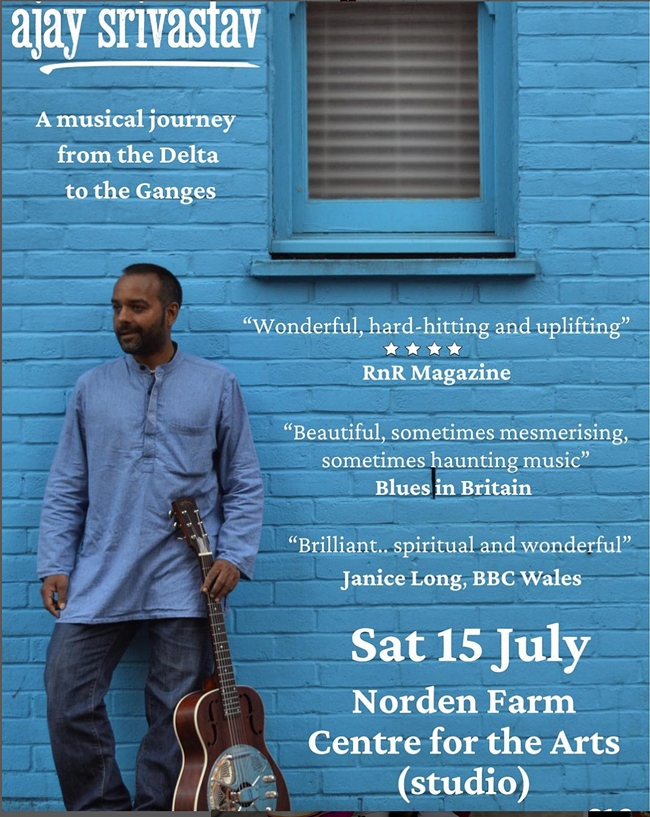 Hear an interview with &amp; music by Ajay Srivastav <a href="/ajayhq/">Ajay Singh</a> on The #EclecticLightShow 12-2pm (1200-1400 BST) today on <a href="/MarlowFM/">Marlow FM 97.5</a> See him live at <a href="/nordenfarm/">Norden Farm</a> this Sat: bit.ly/3XKPIX3