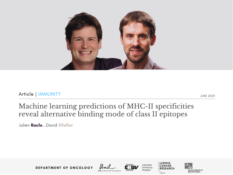 Oncology UNIL CHUV (@oncounilchuv) on Twitter photo 🎯Check out the paper of <a href="/JulienRacle/">Julien Racle</a> & <a href="/GfellerD/">David Gfeller</a> in <a href="/ImmunityCP/">Immunity</a>. A #machinelearning 🖥️to predict ligands for MHC-II proteins, helping to understand how CD4 #Tcells of the immune system recognize & combat cancer 🦀 cells
🔗bit.ly/42md7Pq
<a href="/unil/">Université de Lausanne</a> <a href="/Ludwig_Cancer/">Ludwig Cancer</a> <a href="/ISBSIB/">SIB</a> 🎯Check out the paper of <a href="/JulienRacle/">Julien Racle</a> & <a href="/GfellerD/">David Gfeller</a> in <a href="/ImmunityCP/">Immunity</a>. A #machinelearning 🖥️to predict ligands for MHC-II proteins, helping to understand how CD4 #Tcells of the immune system recognize & combat cancer 🦀 cells
🔗bit.ly/42md7Pq
<a href="/unil/">Université de Lausanne</a> <a href="/Ludwig_Cancer/">Ludwig Cancer</a> <a href="/ISBSIB/">SIB</a>
