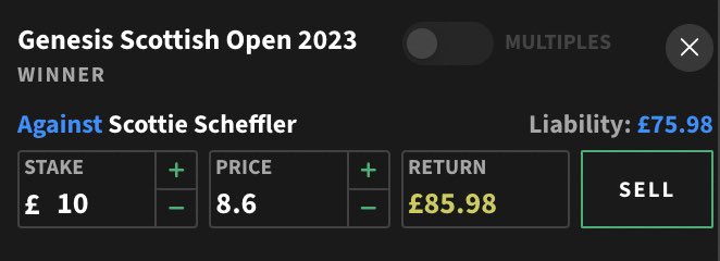 Stan4Chain's tweet image. Scottish Open ⛳️

🔹Stake £10 on Scottie Scheffler to win outright on Bet365 with winnings boosted 🟢

🔹Lay £10 on Scottie Scheffler to win outright on Smarkets ⚫️

🔹Risk Free shot at £11.50 🔥

#ScottishOpen #Golf