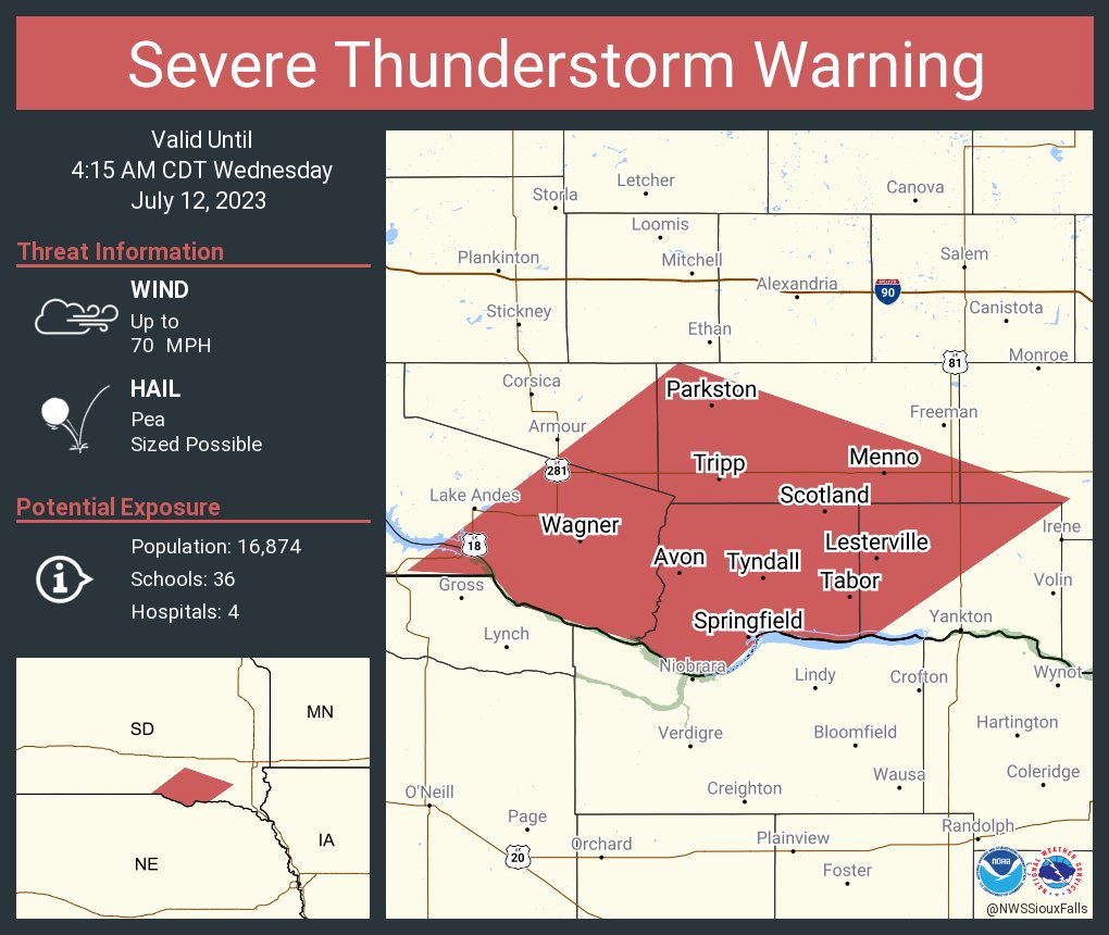 NWS Sioux Falls on Twitter "Severe Thunderstorm Warning continues for