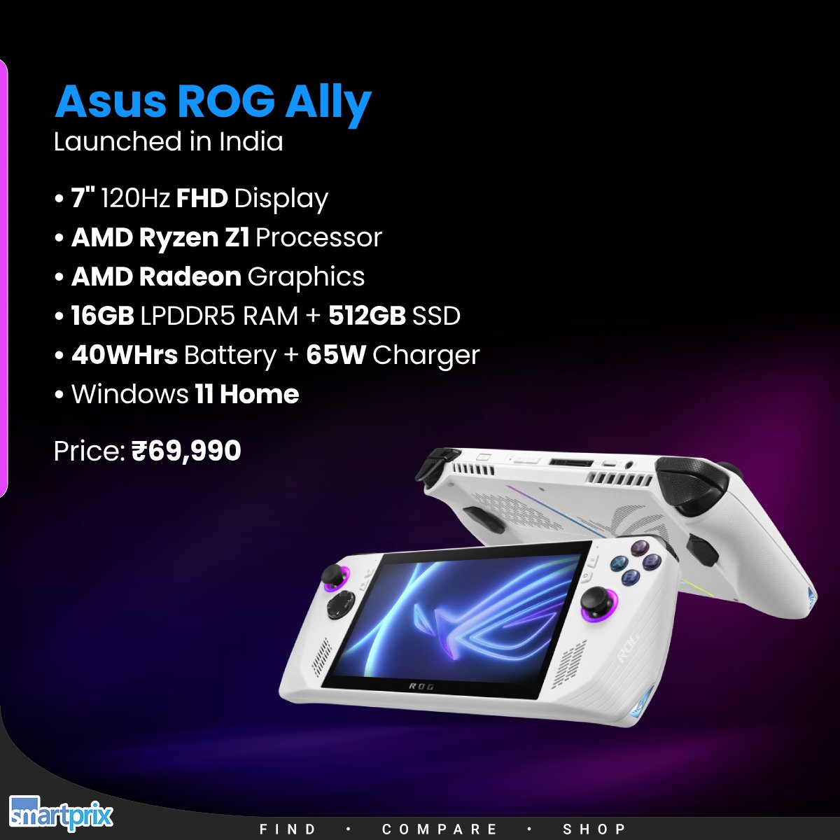 Smartprix on X: Asus ROG Ally handheld gaming console goes