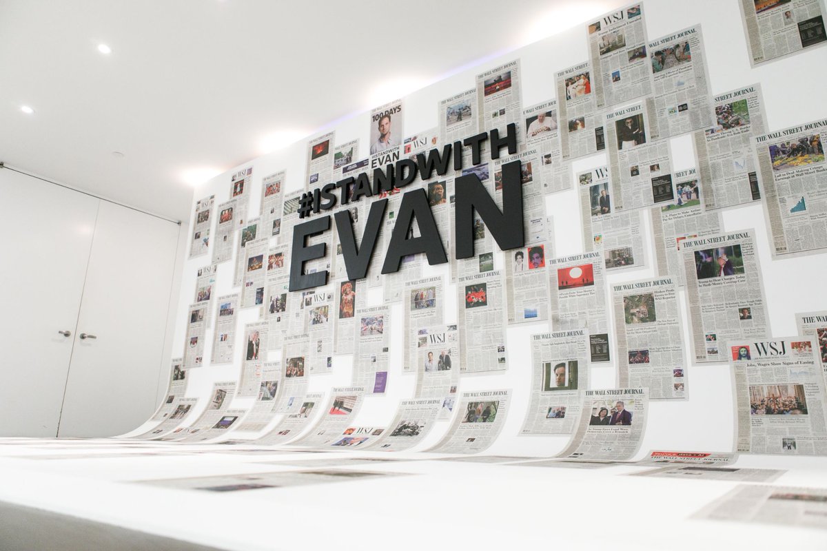 It has been 15 weeks - that's exactly 105 days - since Evan was wrongfully detained in Russia, simply for doing his job. These are all the <a href="/WSJ/">The Wall Street Journal</a> front pages he's missed. We are keeping them for him and will not rest until he is free. It's about time. #IStandWithEvan #FreeEvan
