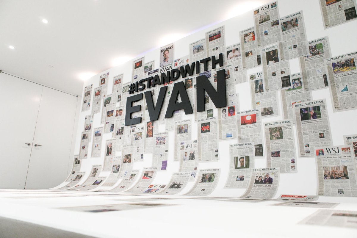 It has been 15 weeks - that's exactly 105 days - since Evan was wrongfully detained in Russia, simply for doing his job. These are all the @WSJ front pages he's missed. We are keeping them for him and will not rest until he is free. It's about time. #IStandWithEvan #FreeEvan