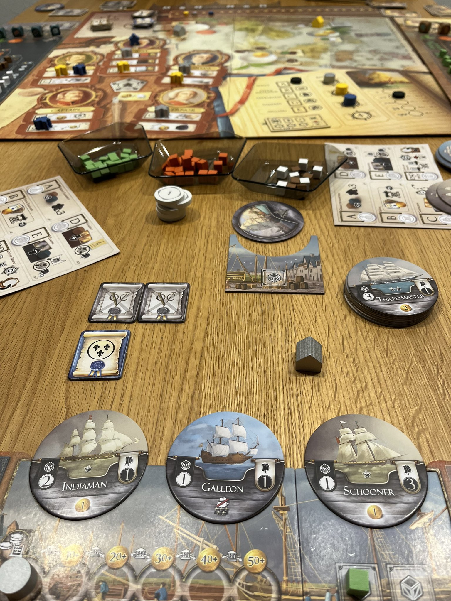 グリーン・ホワイト系 完成品♪ 東インド会社 ボードゲーム 日本語