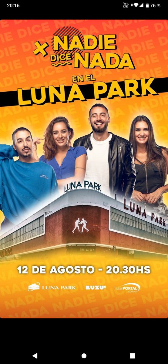 beelre's tweet photo. #nadiedicenada no me baja nadie porque tengo mi entrada para el luna... Nos vemos el 12 loquitos https://t.co/5XDMW3X9RN