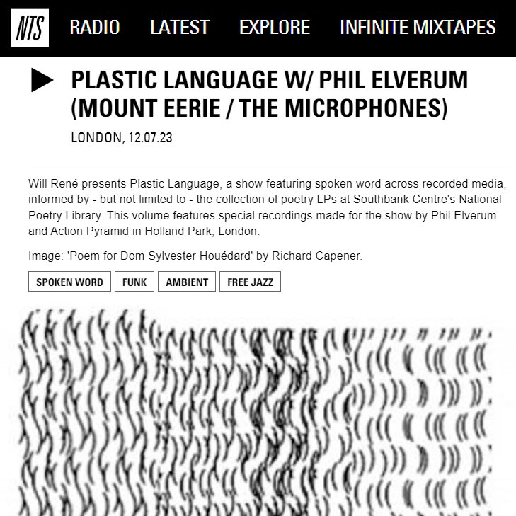 pearlhomerecord's tweet photo. Listen back to the fantastic Plastic Language on @NTSlive with @_illrene  playing spoke word including records from the @natpoetrylib . Our Ruth Wiggins single is on there! https://t.co/fAlm8jnvom https://t.co/eIcvFYGi19