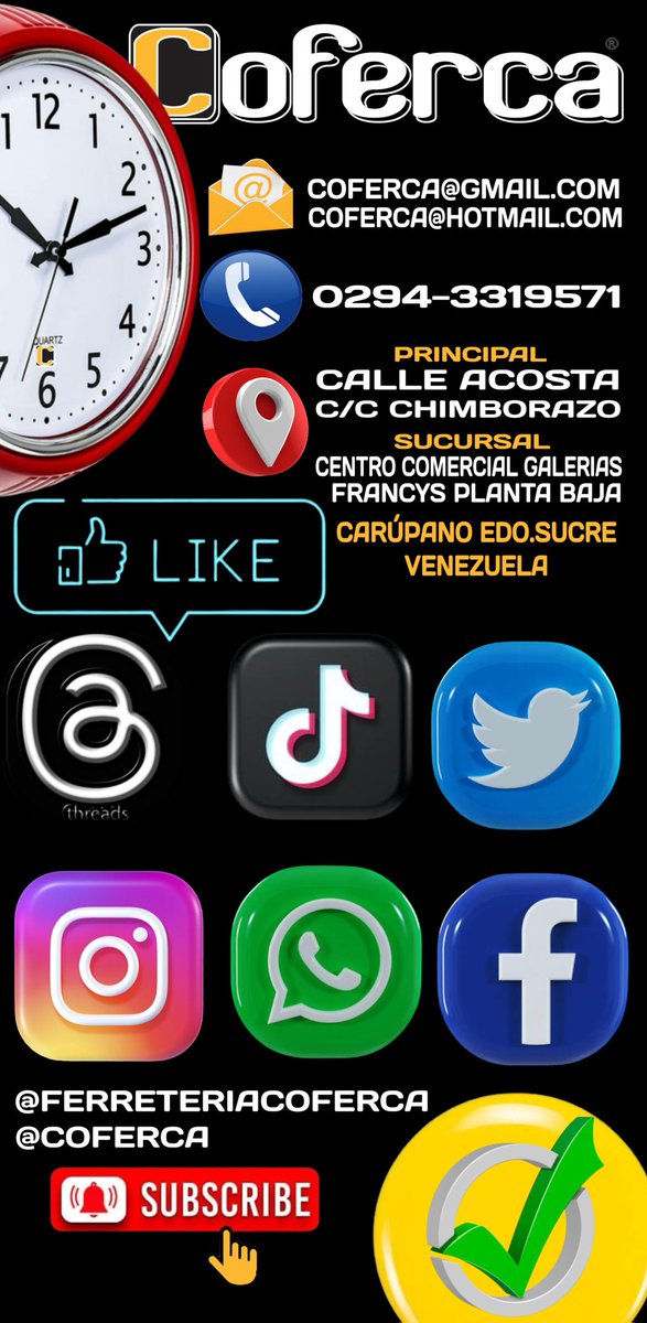 COFERCA's tweet photo. #Coferca @ferreteriacoferca
#carupano #Carúpano #Venezuela #ferreteria https://t.co/tpMwbN7sEG