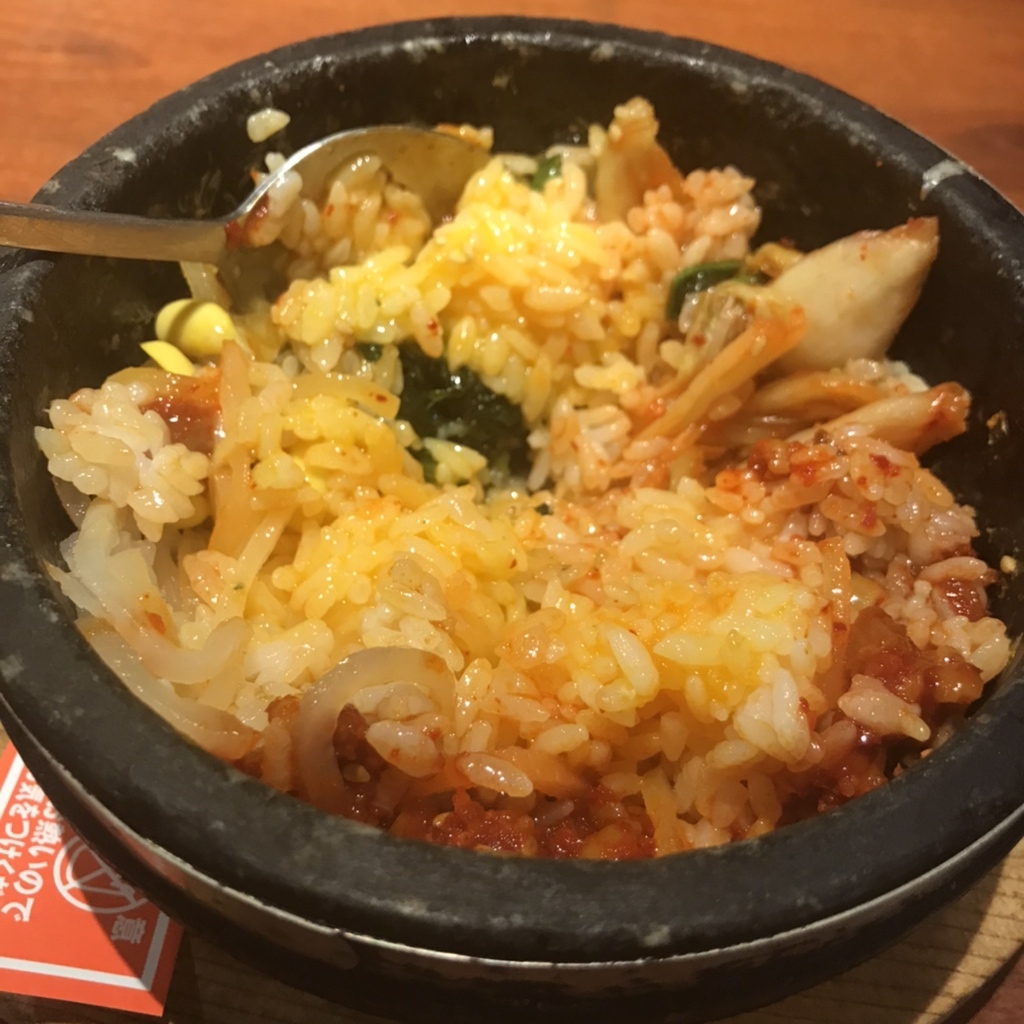 Coper21's tweet photo. チャンジャ石焼ビビンパ　594円税込

さすがに量は少なめだけど、意外とちゃんとしていてびっくり
ただスープとかが... 
https://t.co/wI7BD0FxUz #tabelog https://t.co/YD8zEsaDm9