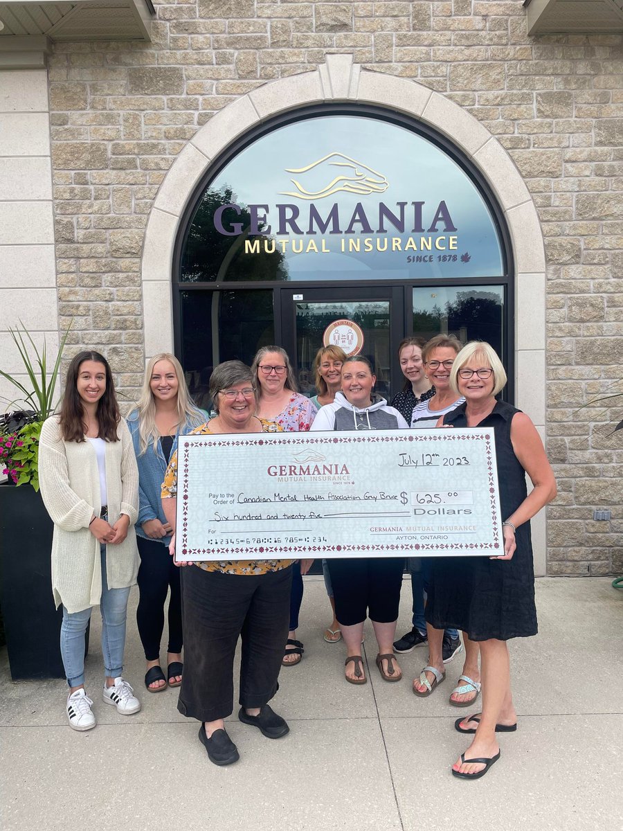 GermaniaMutual's tweet photo. Germania Mutual was pleased to meet with some board members from the Canadian Mental Health Association of Grey Bruce & present them with a donation cheque. It is our pleasure to donate to great causes like this one. #GermaniaMutual #InYourCommunityForYourCommunity https://t.co/EkxcxBrFs2