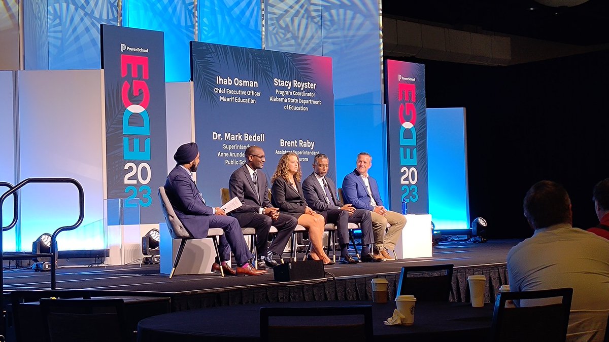 sbroyster's tweet photo. Yesterday I was able to participate in a panel discussion on the modernization of data usage occurring in districts at PowerSchool's Edge Conference. It was great being able to share the advancements we are making in Alabama for students and teachers. #ALPowerSchool  #PSEdge https://t.co/h8DzuMUysS