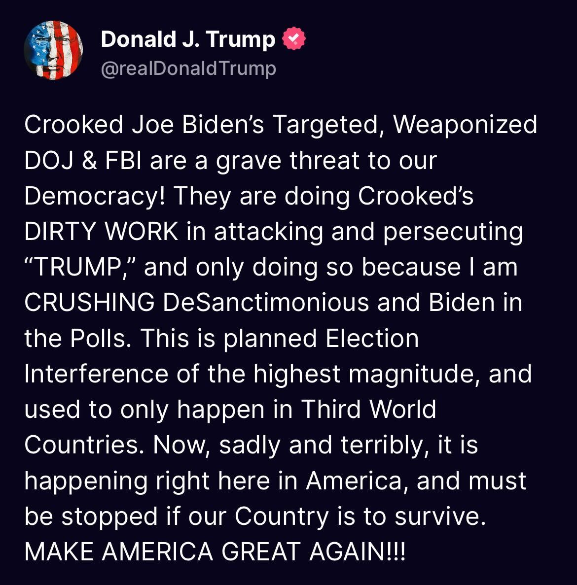 AccountableGOP's tweet image. Donald Trump is suddenly concerned about a &quot;grave threat to our democracy.&quot; Tell him not to look in a mirror today.