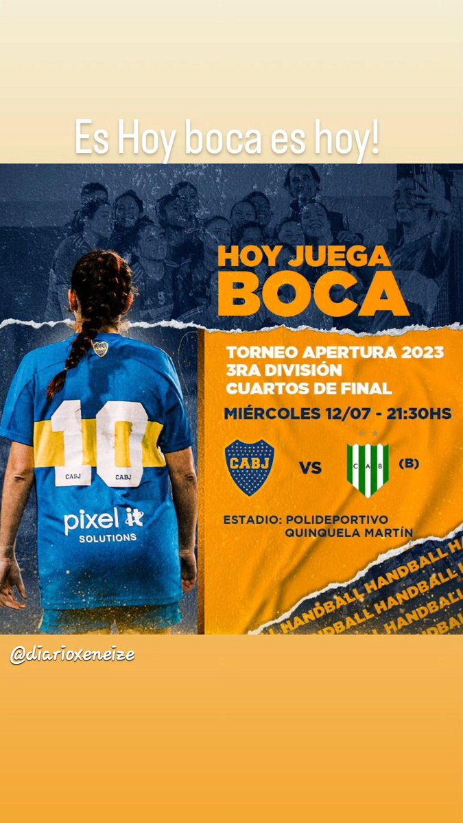 Hoy juegan las pibas de Handball Boca B ! Cuartos de Final 💙💛🤞 Manden energías!
#nadiedicenada