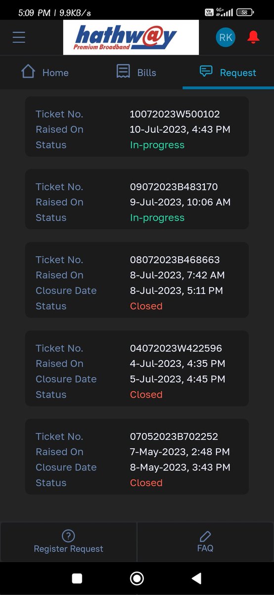 RahulKumarAB's tweet photo. Dear @HathwayBrdband I took the connection on 5th july and just after 2 days (7th july) internet connection is not working (LOS). I raised a ticket on your application but the issue has not yet been resolved for 6 days. your local vendor is also not supporting to solve the issue. https://t.co/FFGEnzl04V