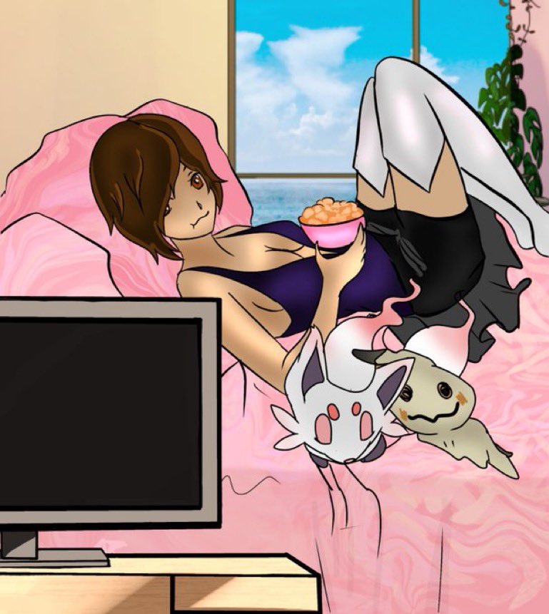 doggoavery's tweet photo. Thank you @HarryOp3n for drawing Julia chilling with her Pokémon https://t.co/v0x1zUr0Cs