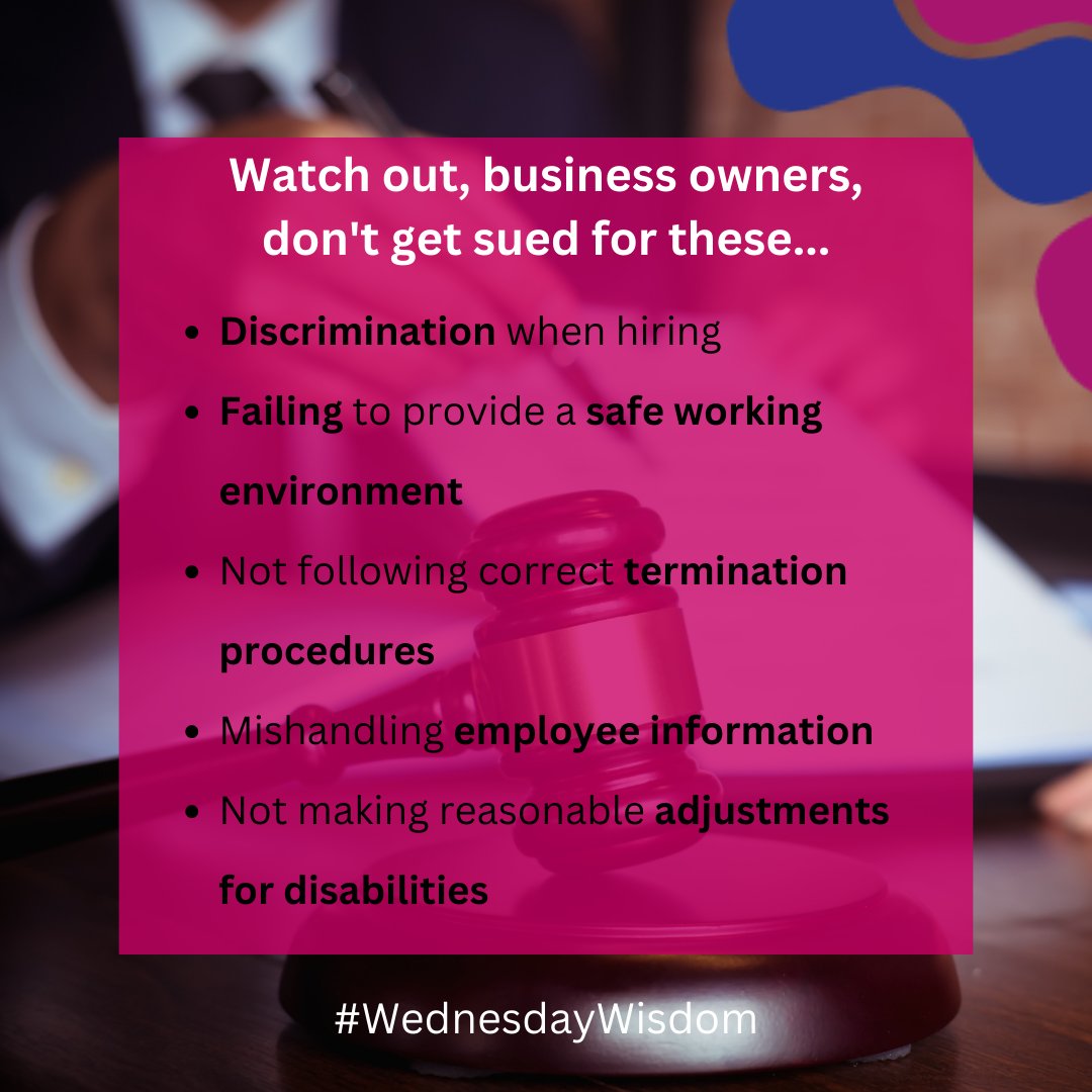 Running a business is no walk in the park but we know you're up for the challenge! 

As risk-takers, success comes with a price. And that price includes being more likely to face lawsuits. 

Here are 5 things you could be sued for if you don't follow the rules...

#BusinessOwners