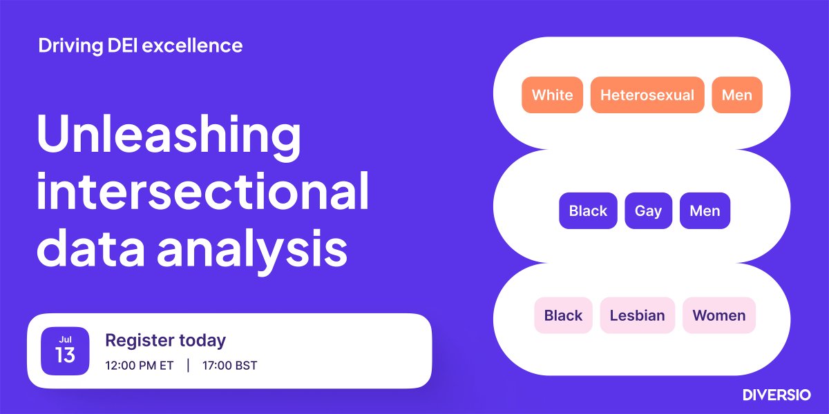 diversioglobal's tweet image. Join us tomorrow to learn how to utilize your DEI data!

Understand employee experience, compare intersectional identities, and set data-driven goals. We'll show you how your data tells a story which can be used to drive meaningful change. 🚀

hubs.la/Q01VM4F30

#DEIdata