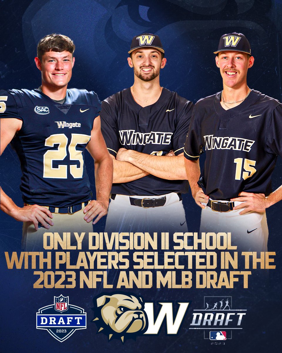 Wingate Bulldogs (@wu_bulldogs) on Twitter photo #WINgate things…
Wingate is the only school in all of <a href="/NCAADII/">NCAA Division II</a> to have a player drafted in this year’s NFL & MLB draft!!
The ‘Dogs also had the 1st D2 player selected in each draft!
#OneDog #WINgate things…
Wingate is the only school in all of <a href="/NCAADII/">NCAA Division II</a> to have a player drafted in this year’s NFL & MLB draft!!
The ‘Dogs also had the 1st D2 player selected in each draft!
#OneDog
