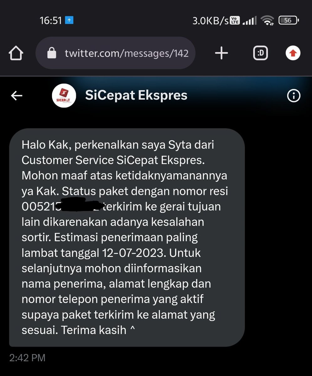 kucingkucingan's tweet photo. @sicepat_ekspres mana min, janjinya tgl 12, udh jam segini, dm gak di tanggapi, wa gak di tanggapi, di email pun gk di tanggapi https://t.co/sxkQJhrCpR