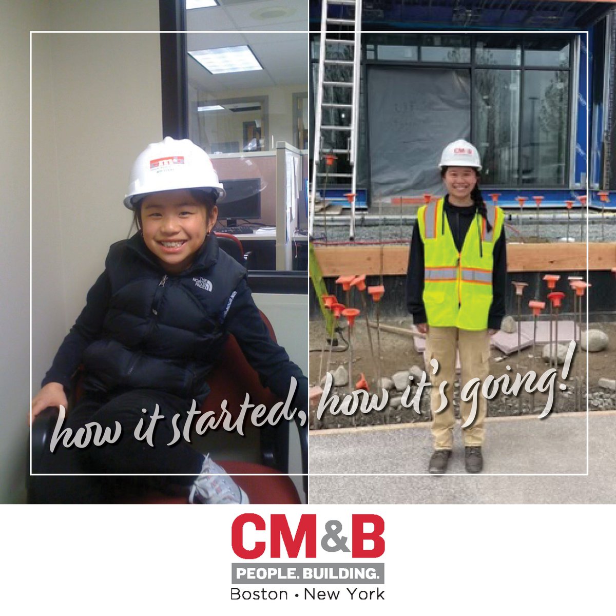 👷‍♀️ A decade ago, Abigail was proudly sporting a CM&amp;B hardhat while visiting her father and long-time client and friend of CM&amp;B at work. Fast forward to today, and Abigail is now an official member of CM&amp;B's Class of 2023 Summer Interns. 

#Construction #Hiring #Internship