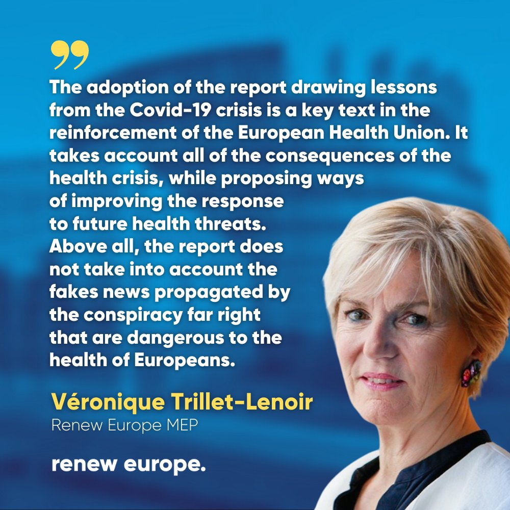 ✅ @Europarl_EN adopted the final report of the Special Committee on the COVID-19 pandemic The lessons learned from COVID-19: A strong 🇪🇺 Health Union is essential to enhance cooperation among Member States & to be ready for future health threats @JRBauza & @VTrillet_Lenoir