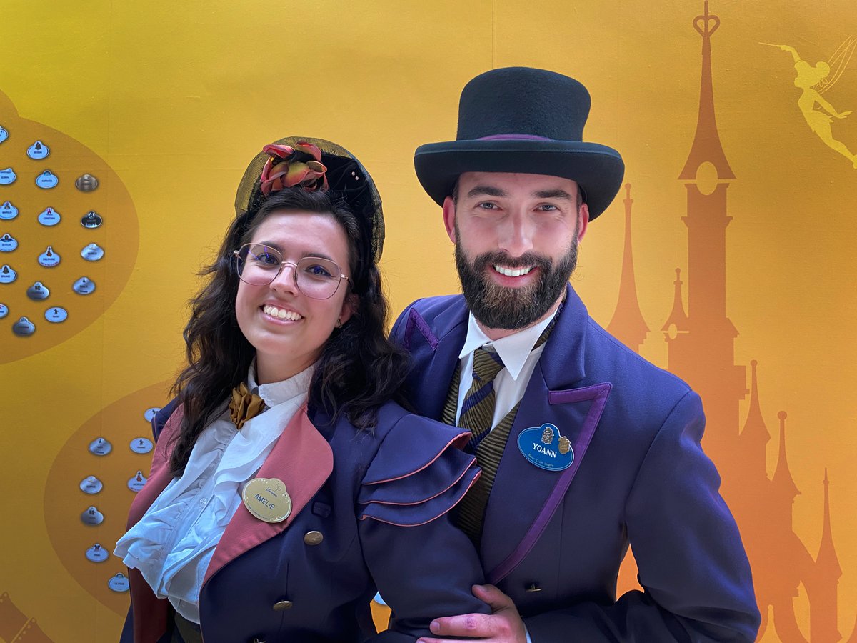 DLPNewsEN's tweet photo. Amélie, Attraction Host and Yoann Langlois, CRC Sales Coordinator, were selected to join fellow cast members for the #HauntedMansion premiere... in California! Looking forward to this special moment that only happens at Disney ✨#DisneyCastLife #DLPcast https://t.co/ONud2VF3a7