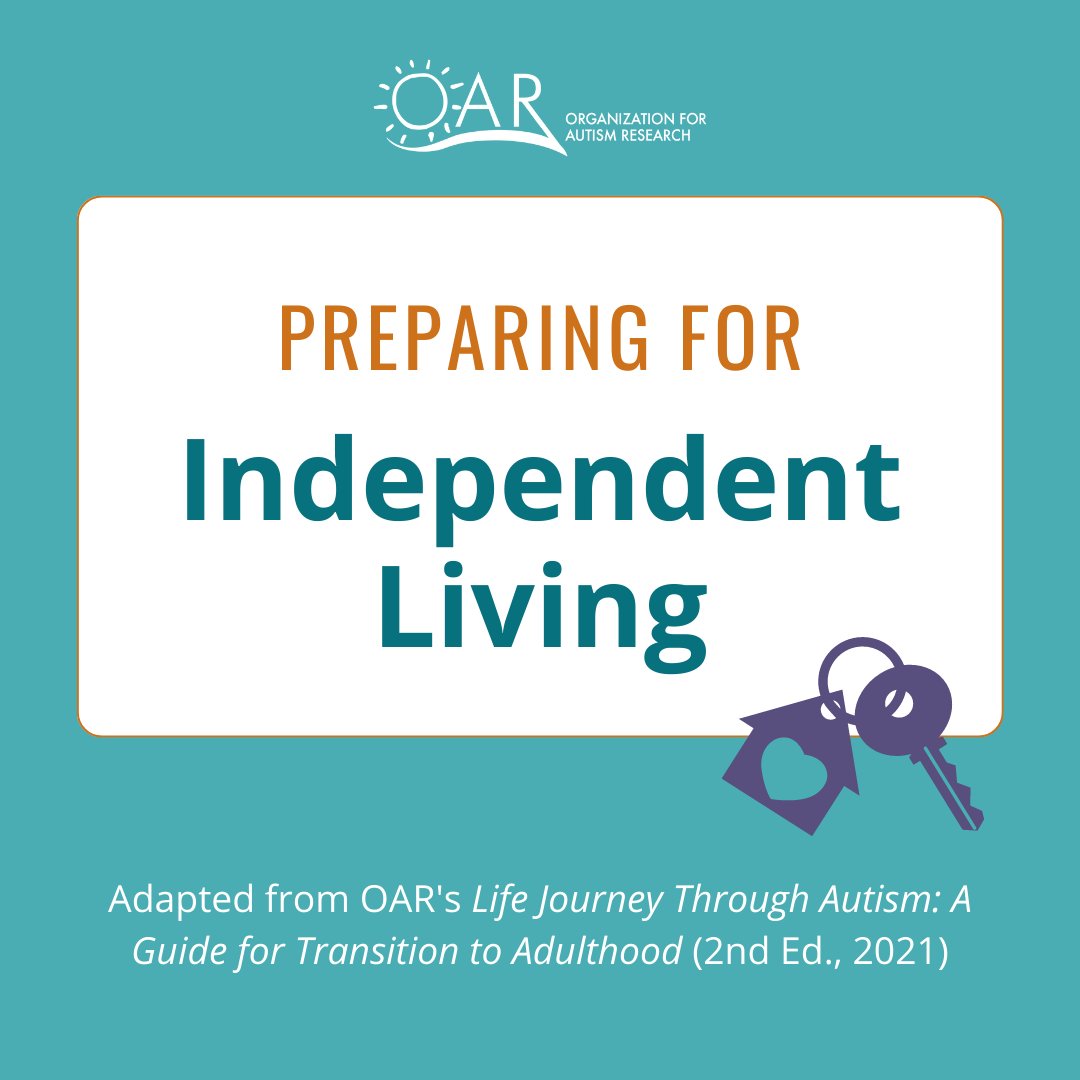 AutismOAR's tweet photo. If your autistic teen is planning to live independently one day, it's important to prepare them for the transition early. 

Want more tips? Download or order your copy of OAR's Guide for Transition to Adulthood today! https://t.co/GzcpyJZmyP https://t.co/RmyDmLkkvd