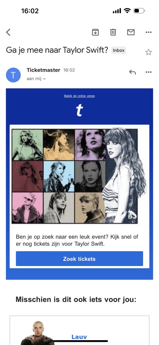 amberbuijnsters's tweet photo. @Ticketmaster_NL 
Sorry wat is dit voor grap?
Ik krijg geen code om aan te sluiten in de wachtrij en vervolgens gaan jullie mij dit mailen😭 https://t.co/19A7OFeRLU