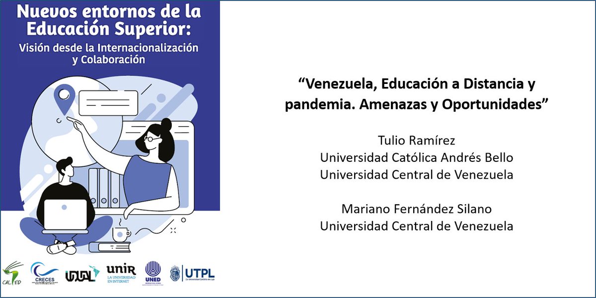 CALED12's tweet photo. 📌"Venezuela, Educación a Distancia y pandemia. Amenazas y Oportunidades" , es uno de los artículos presentes en libro: Nuevos Entornos de la Educación Superior de los a autores @tulioramirezc  y @mferna 

El artículo puede ser revisado aquí👉 https://t.co/PZRtRgeEKd https://t.co/2UfFSyGMZX
